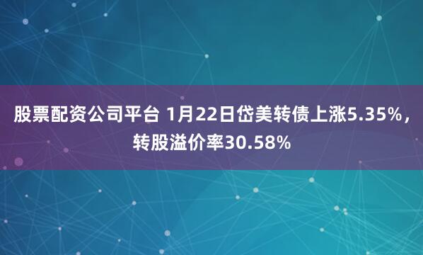 股票配资公司平台 1月22日岱美转债上涨5.35%，转股溢价率30.58%